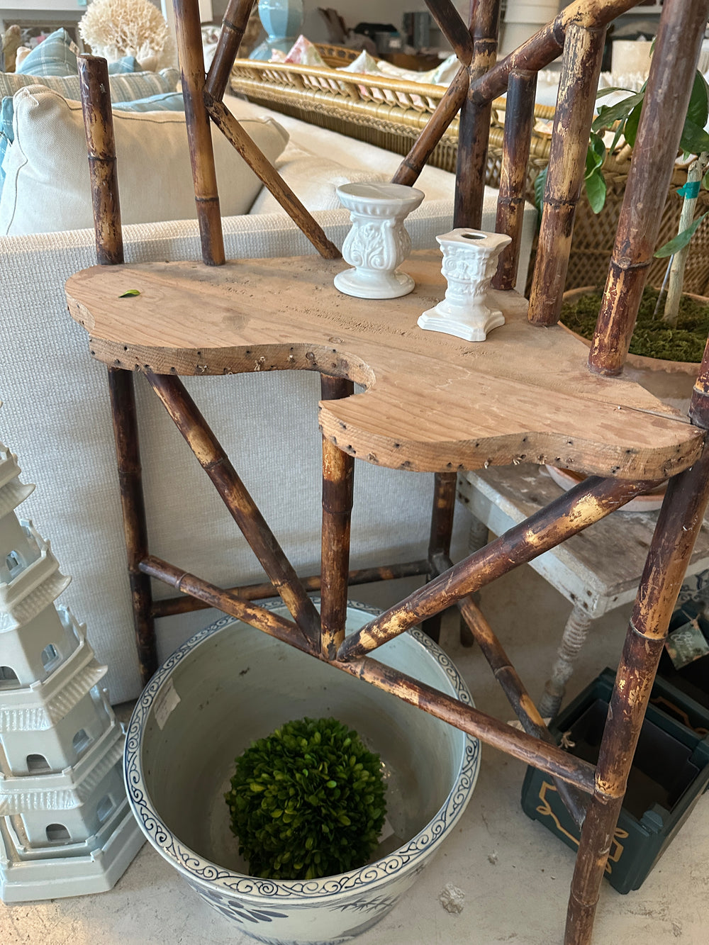 Vintage Bamboo Corner Rack