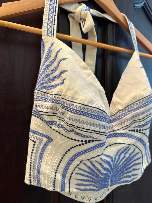 Elide Embroidered Top Ivory