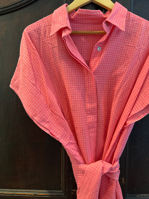 Rose Check Shirt Caftan