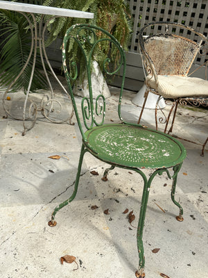 Vintage Green Iron Chair, Small