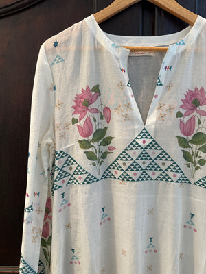 India Rose Giada Ivory Cotton Caftan
