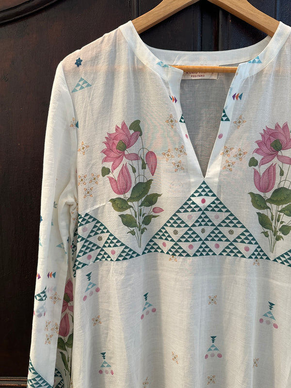 India Rose Giada Ivory Cotton Caftan