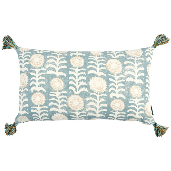 Blue Vertical Floral Pillow