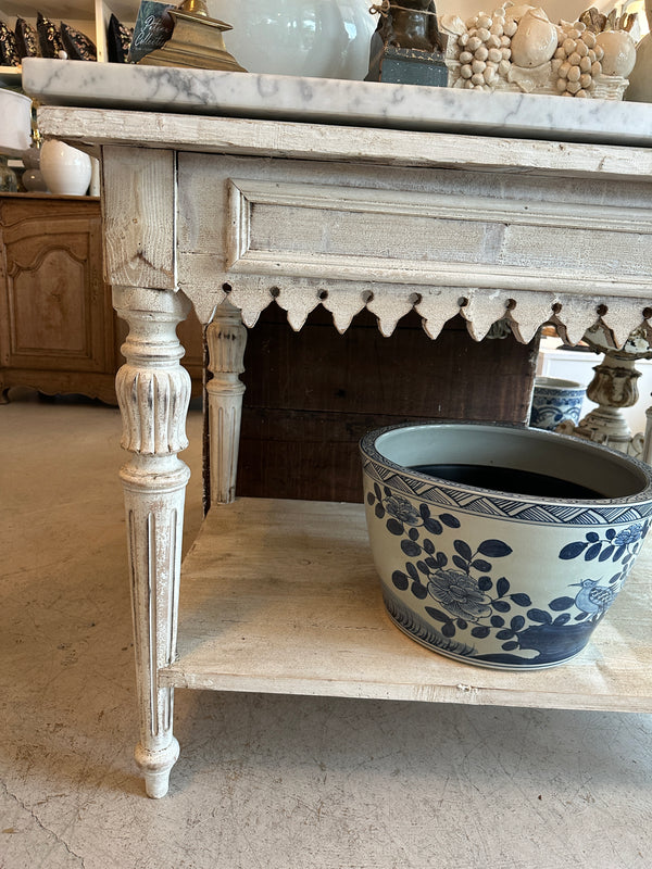 Marble Top White Pastry Table