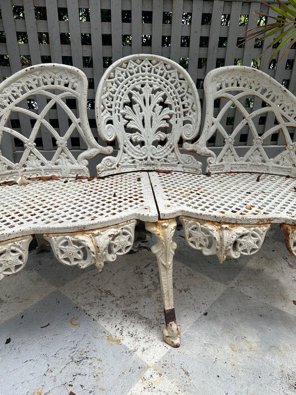 Vintage White Iron Bench