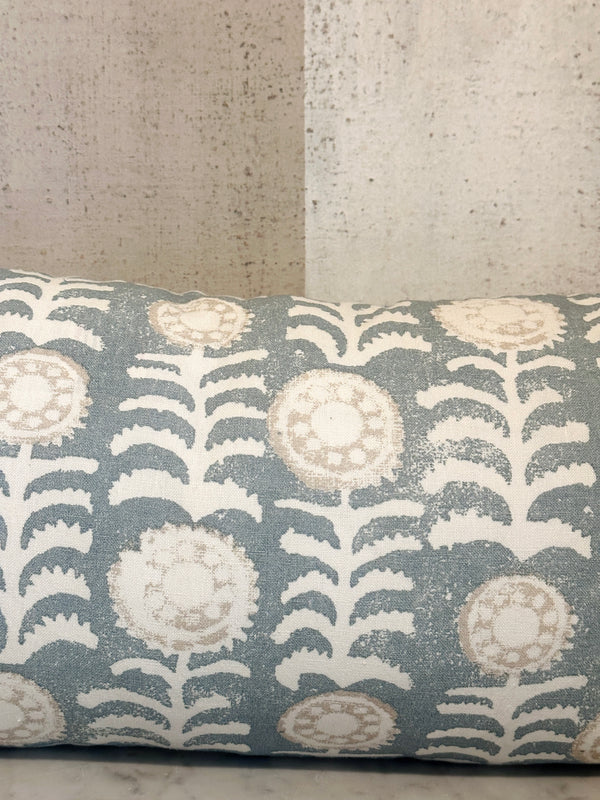 Blue Vertical Floral Pillow