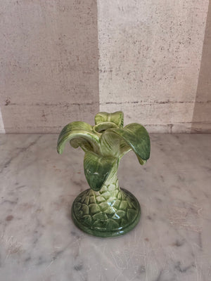 Green Palm Candlestick Holder