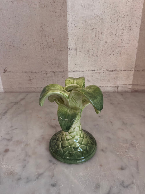 Green Palm Candlestick Holder