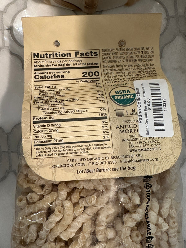 Organic Busiate Premium Spiral Pasta