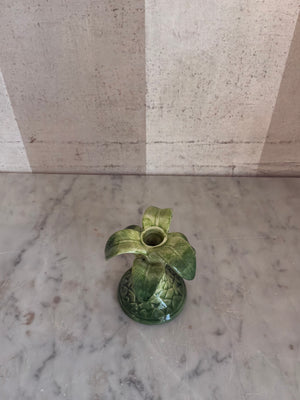 Green Palm Candlestick Holder