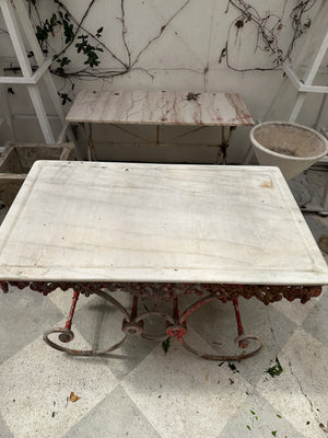 Antique Red Pastry Table w/Marble Top