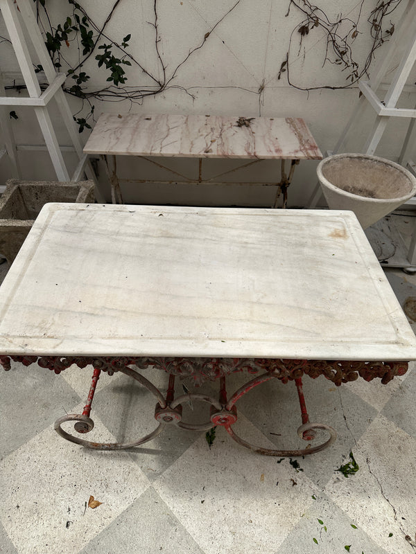 Antique Red Pastry Table w/Marble Top
