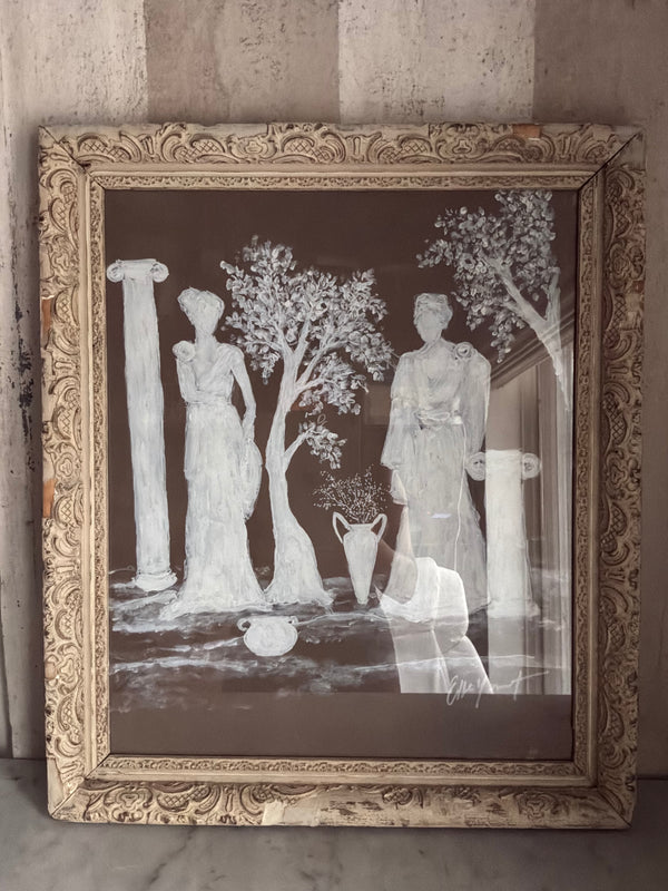 Silhouette in Santorini Artwork