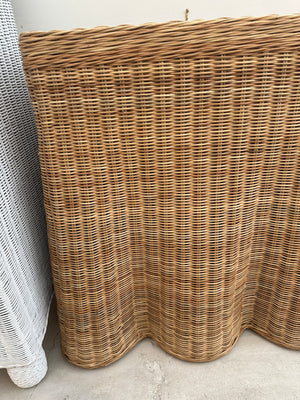 Wicker Scallop Console Table