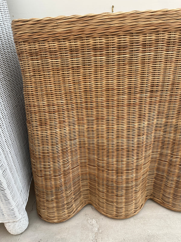 Wicker Scallop Console Table