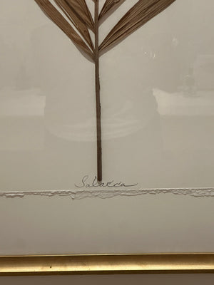 Dried Brown Leaf in Gold Frame