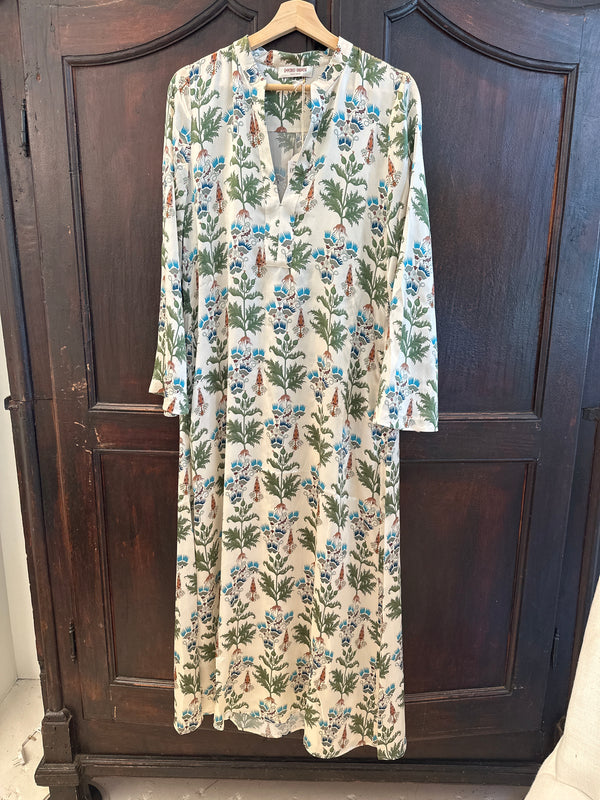 Persian Botanic Jenna Ivory Silk Caftan