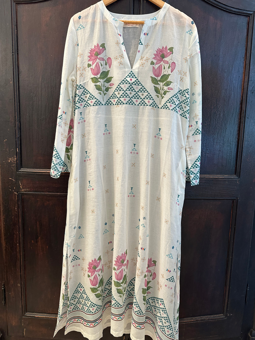 India Rose Giada Ivory Cotton Caftan