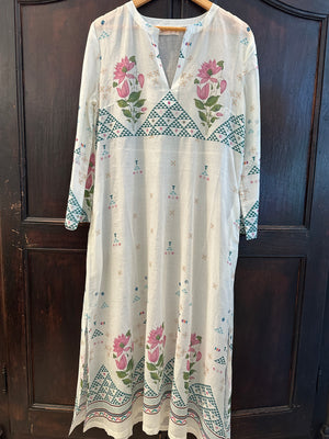 India Rose Giada Ivory Cotton Caftan