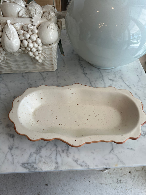 Scalloped Cream Stoneware Platter