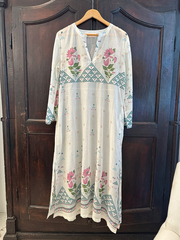 India Rose Giada Ivory Cotton Caftan