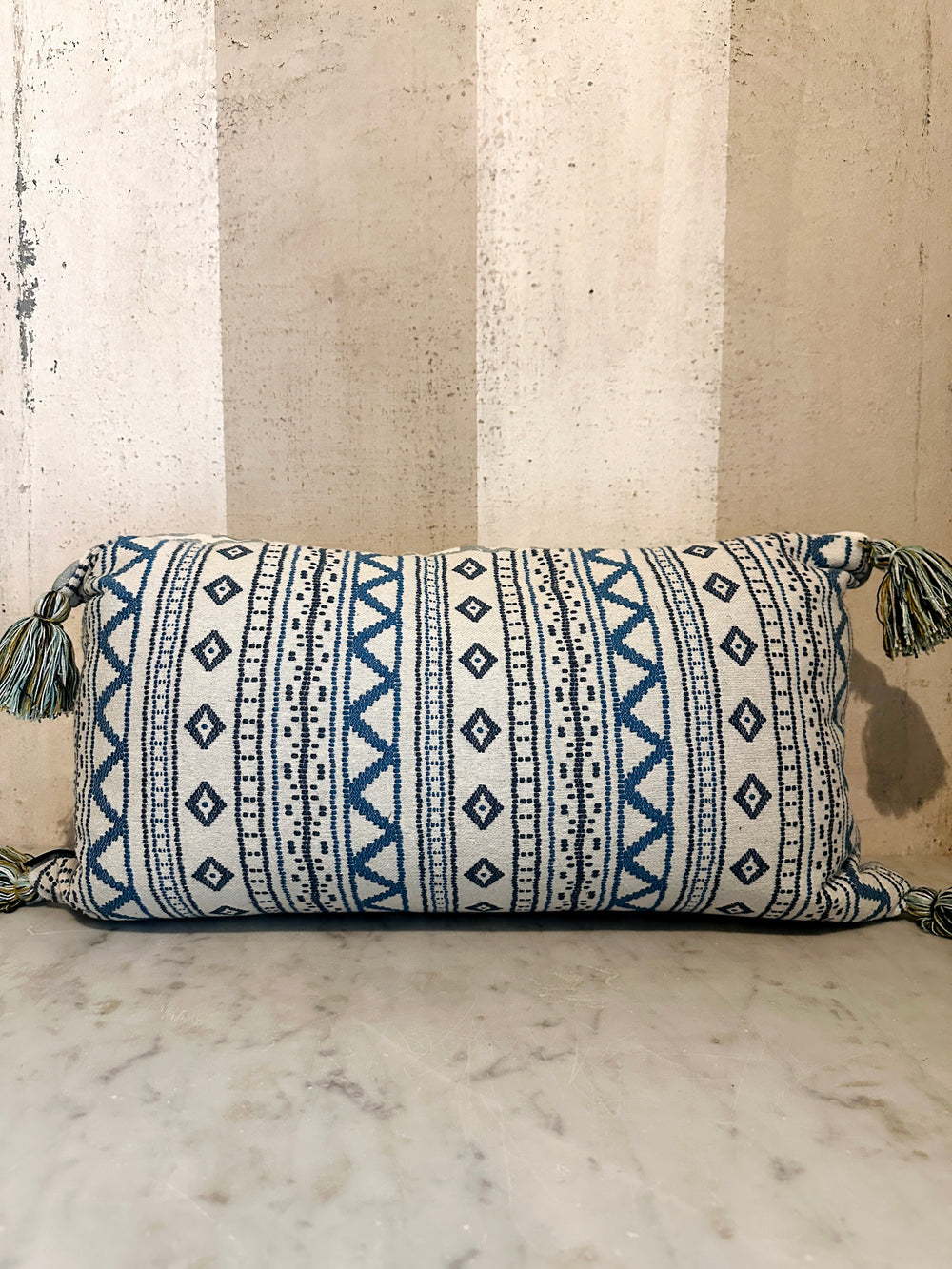 Blue Vertical Floral Pillow