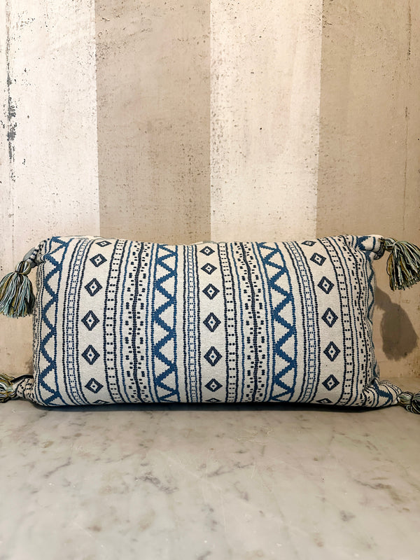 Blue Vertical Floral Pillow