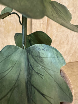 Metal Hollyhock Flower Sculpture