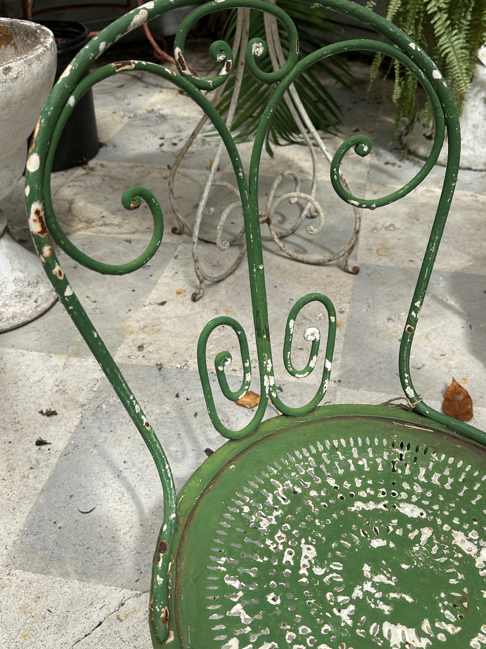 Vintage Green Iron Chair, Small