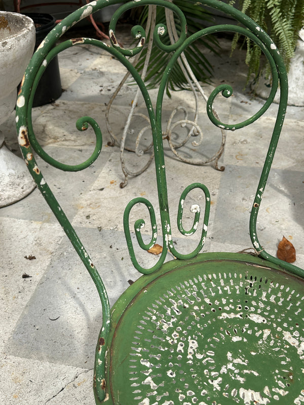 Vintage Green Iron Chair, Small