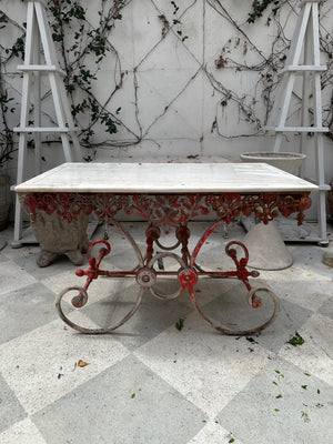 Antique Red Pastry Table w/Marble Top