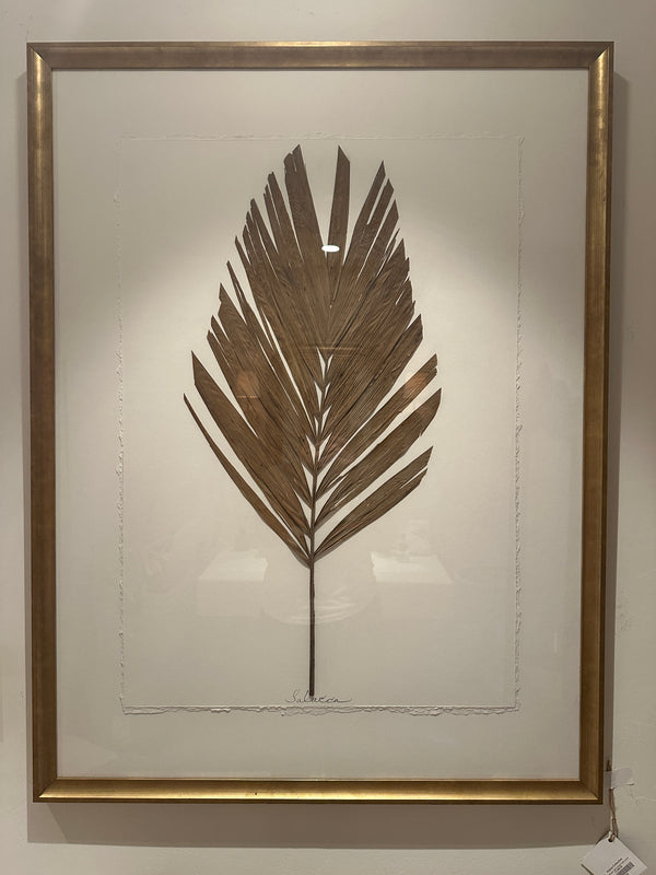 Dried Brown Leaf in Gold Frame
