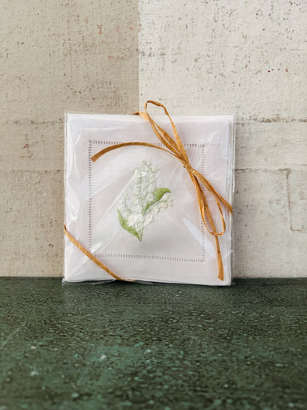 Lily of the Valley Embroidered Cocktail Napkins- Set of 4