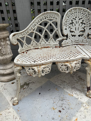 Vintage White Iron Bench