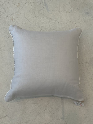 Grey Floral Linen Pillow