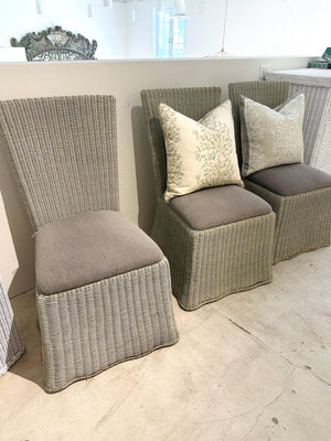 Handwoven Green Wicker Dining Chair