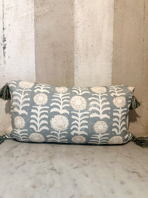 Blue Vertical Floral Pillow