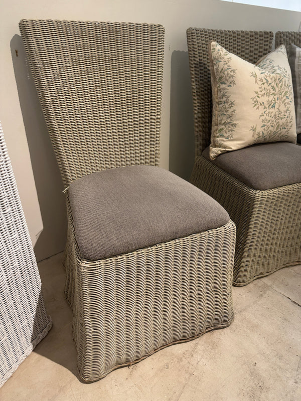 Handwoven Green Wicker Dining Chair
