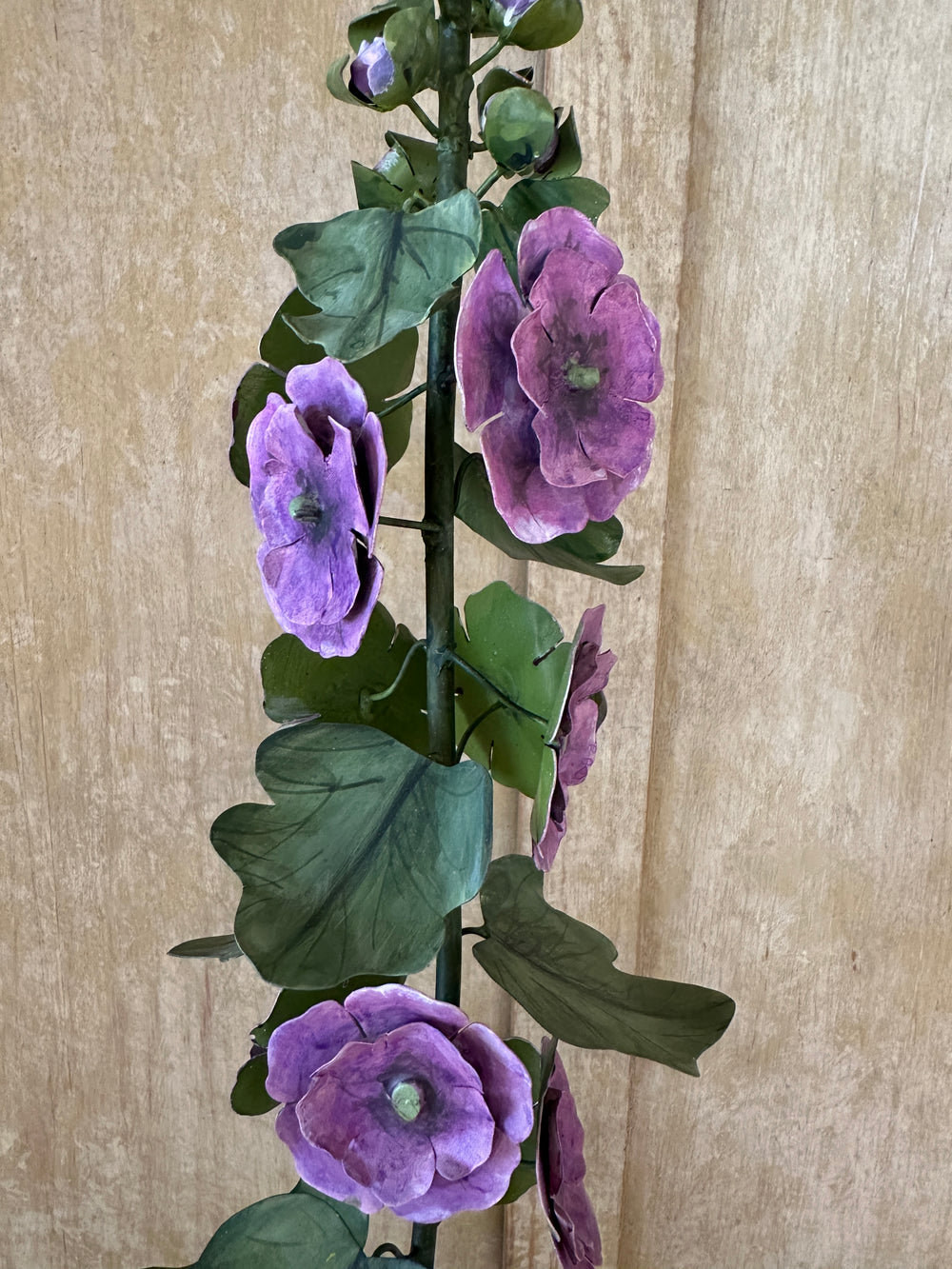 Metal Hollyhock Flower Sculpture