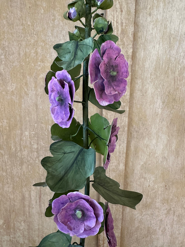 Metal Hollyhock Flower Sculpture