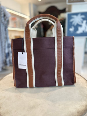 Traveler Linen Handbag, Medium Plum