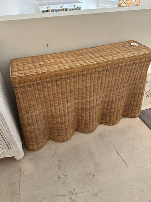 Wicker Scallop Console Table