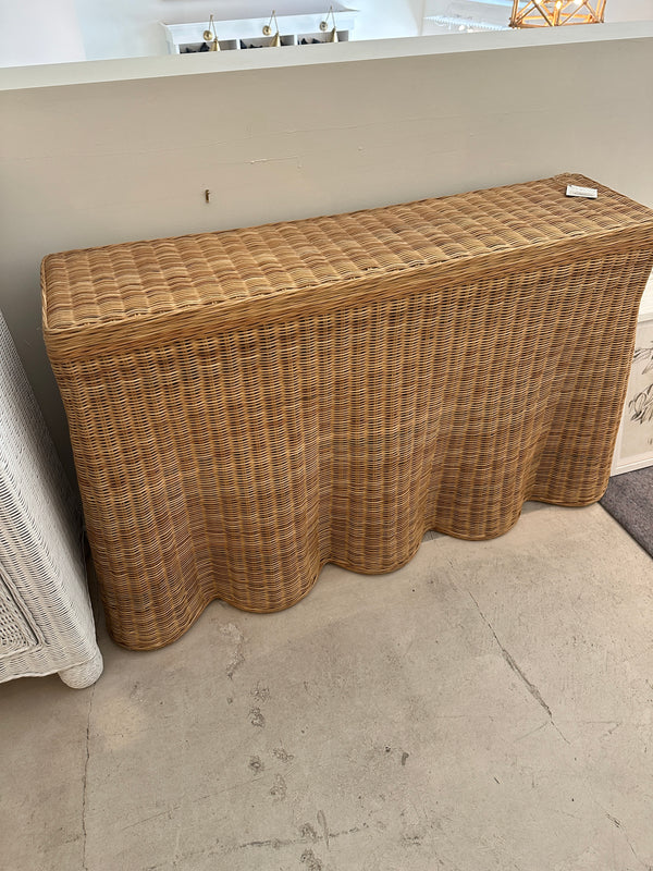 Wicker Scallop Console Table