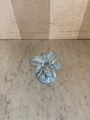 Blue Palm Candlestick Holder