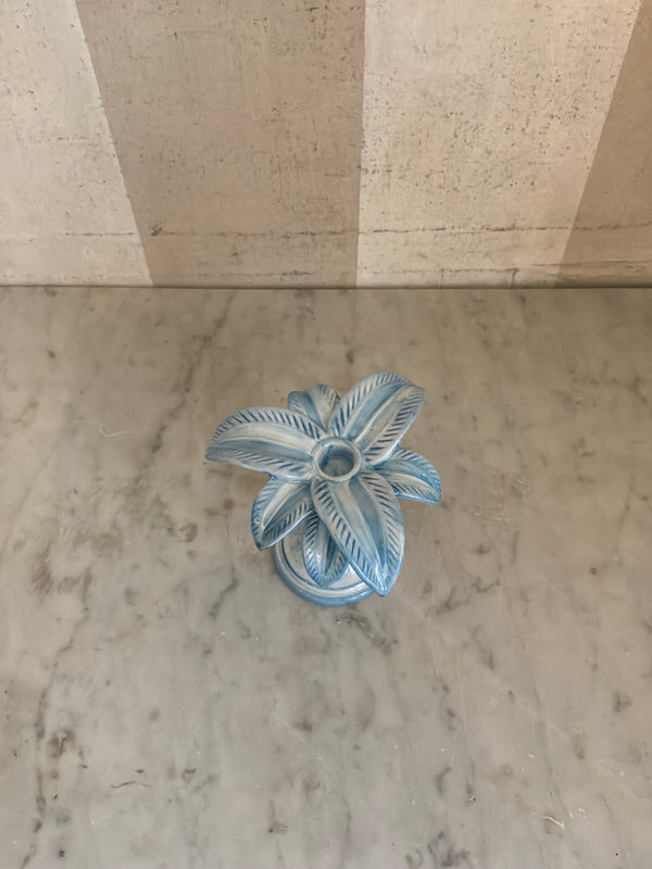 Blue Palm Candlestick Holder