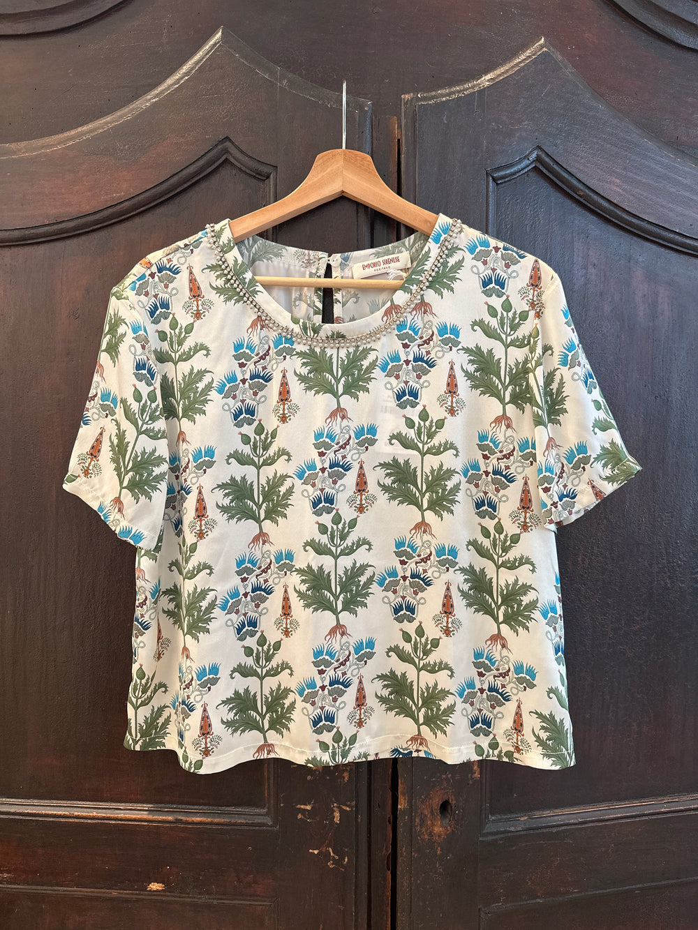 Persian Botanic Gabrielle Ivory Silk Top
