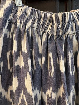 Indigo Ikat Strapless Dress