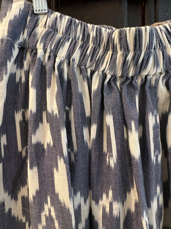 Indigo Ikat Strapless Dress