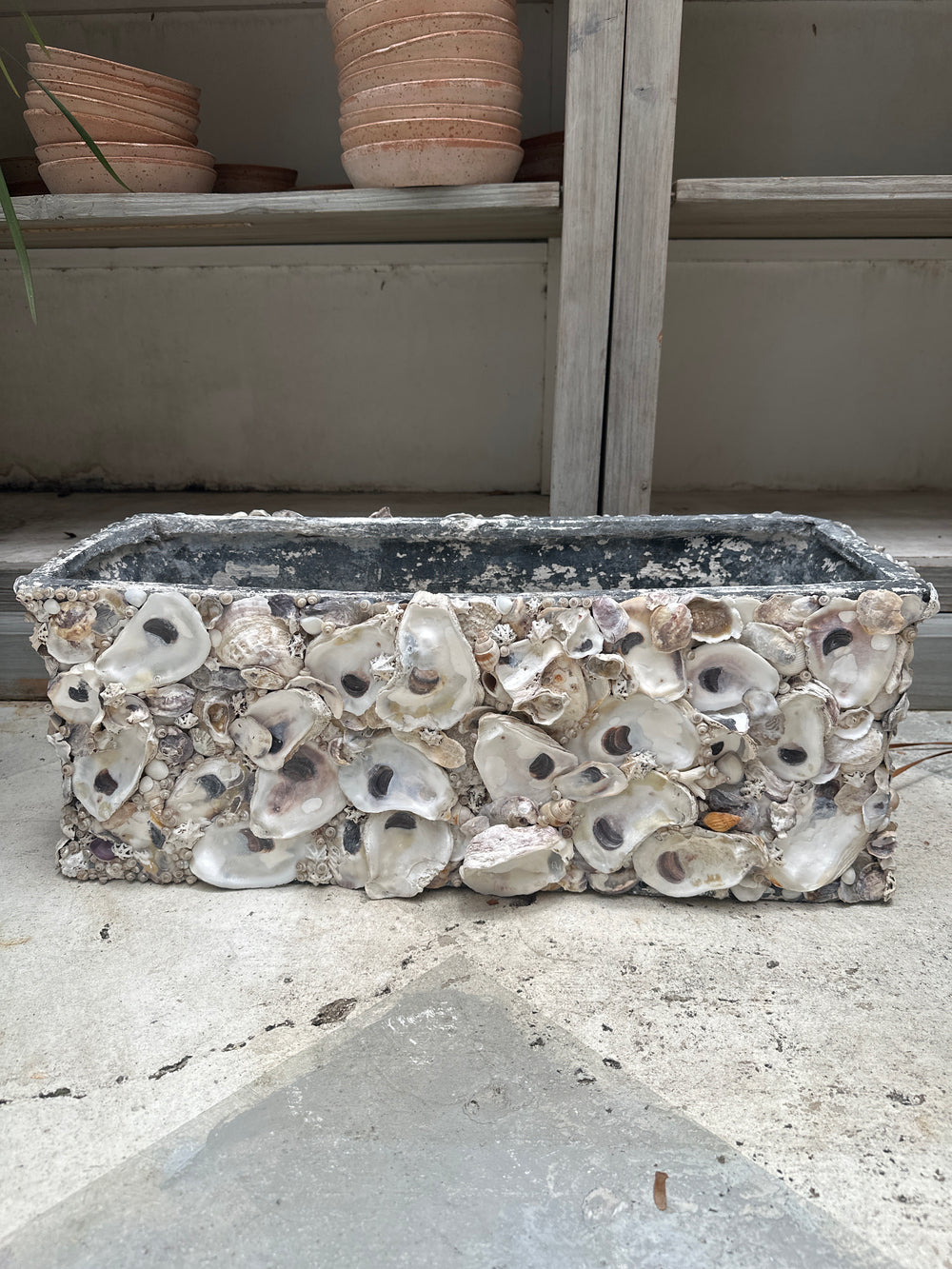 Antique French Shell Metal Planter