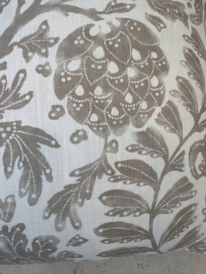 Tan and white vine pillow